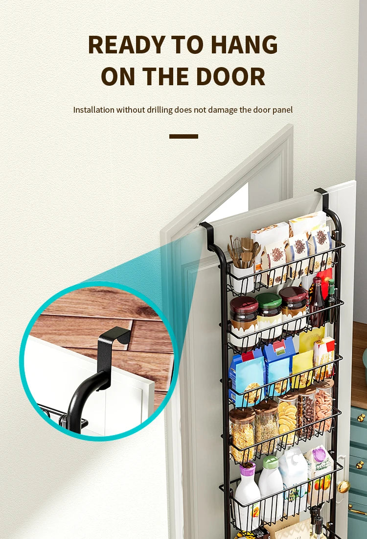 Multi-Layer Hanging Door Storage Basket – Black