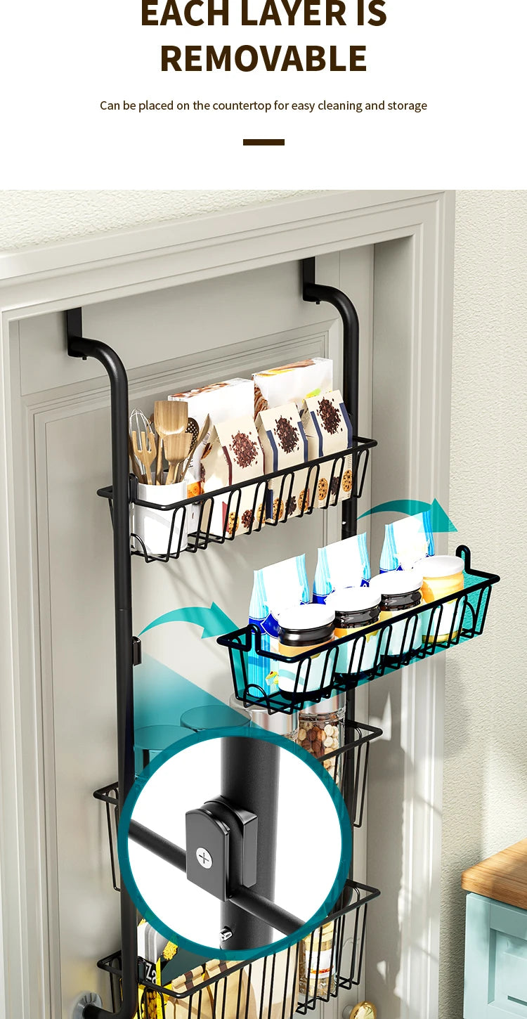 Multi-Layer Hanging Door Storage Basket – Black