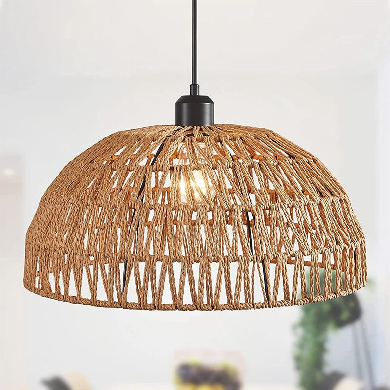 Japanese-Style Hemp Rope Woven Pendant Light
