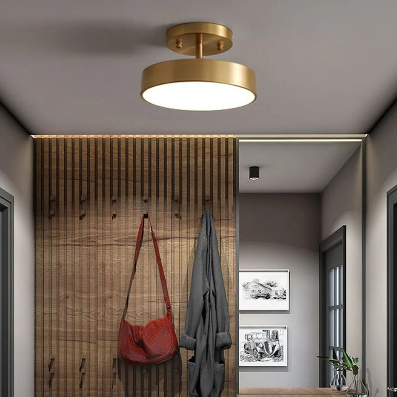 Modern LED Ceiling Light – Nordic Copper Round Lamp