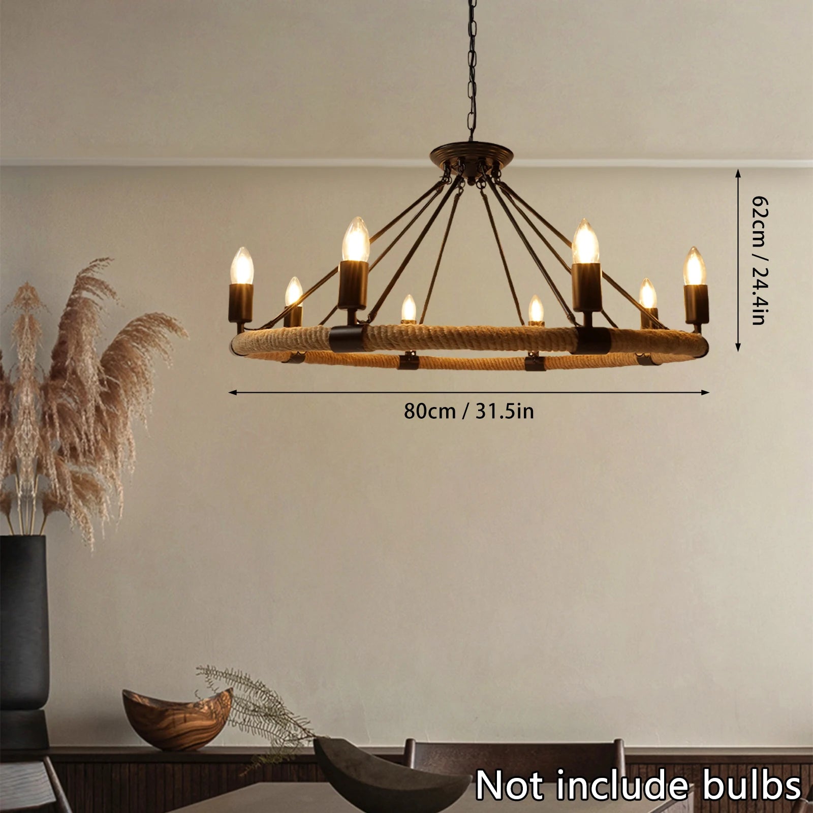31.5" Rustic Wagon Wheel Farmhouse Chandelier