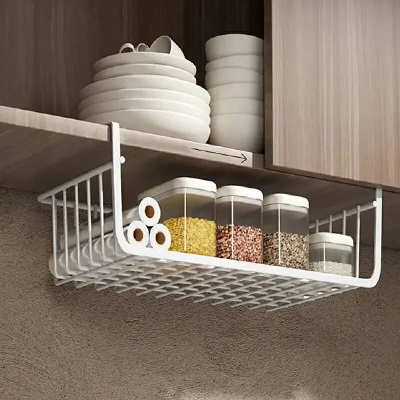 Hanging Kitchen Storage Rack – Layered Cabinet Organizer
