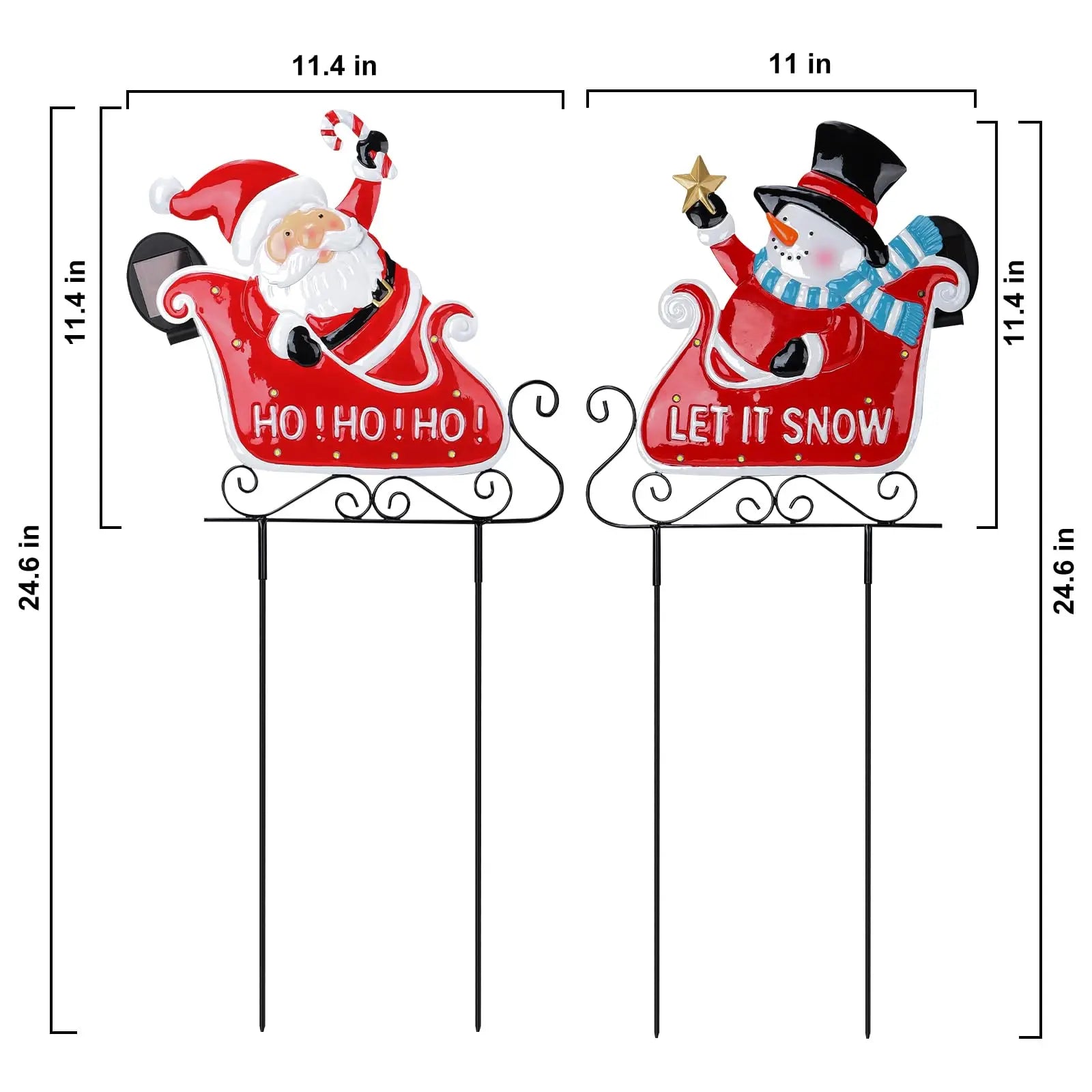 Solar LED Outdoor Christmas Metal Yard Stakes – Santa Claus & Elk