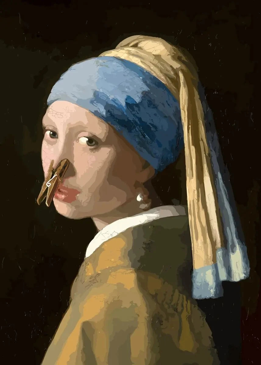 Funny Mona Lisa Bathroom Canvas Wall Art