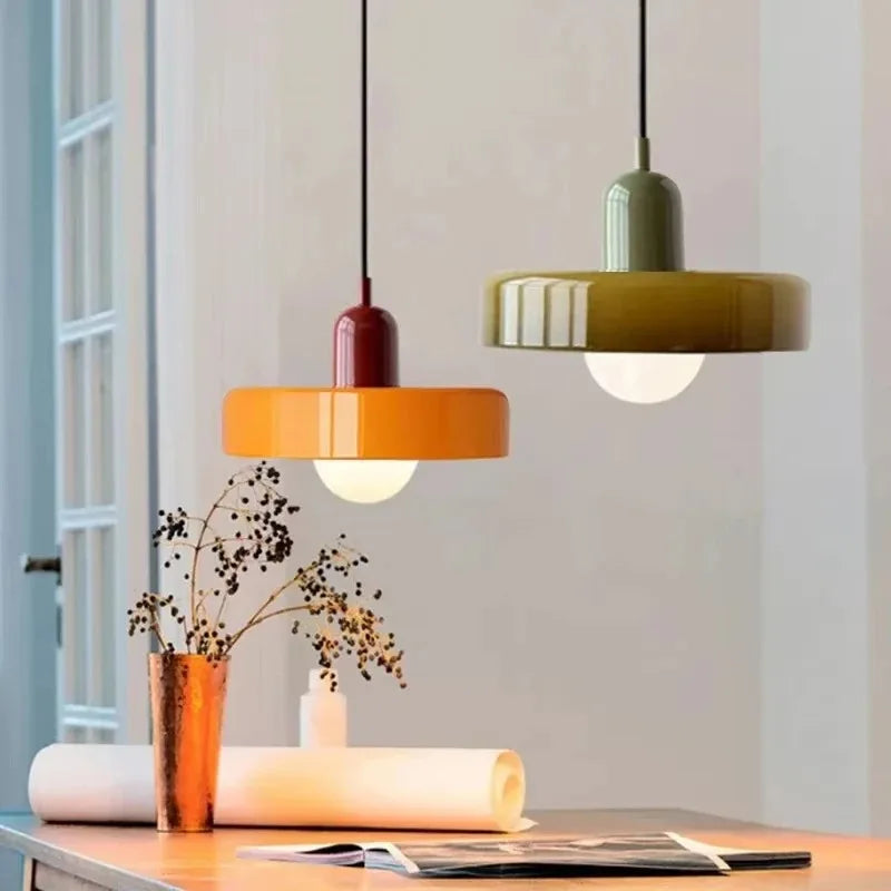Nordic Glass Pendant Light – Pink/Orange/White Home Lighting