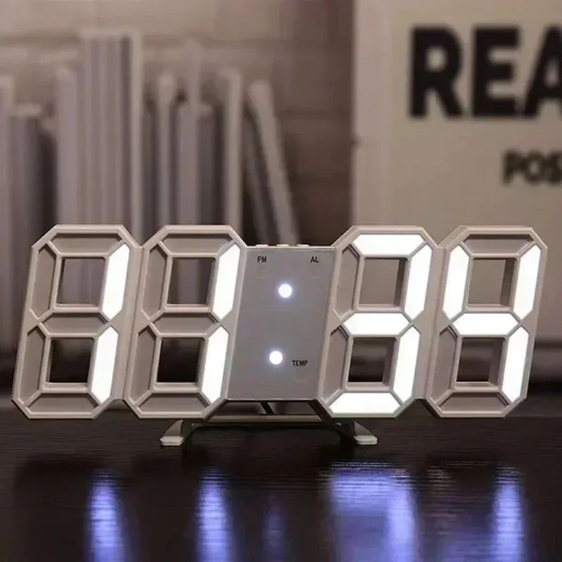 3D Digital LED Wall Clock with Night Glow & Adjustable Settings