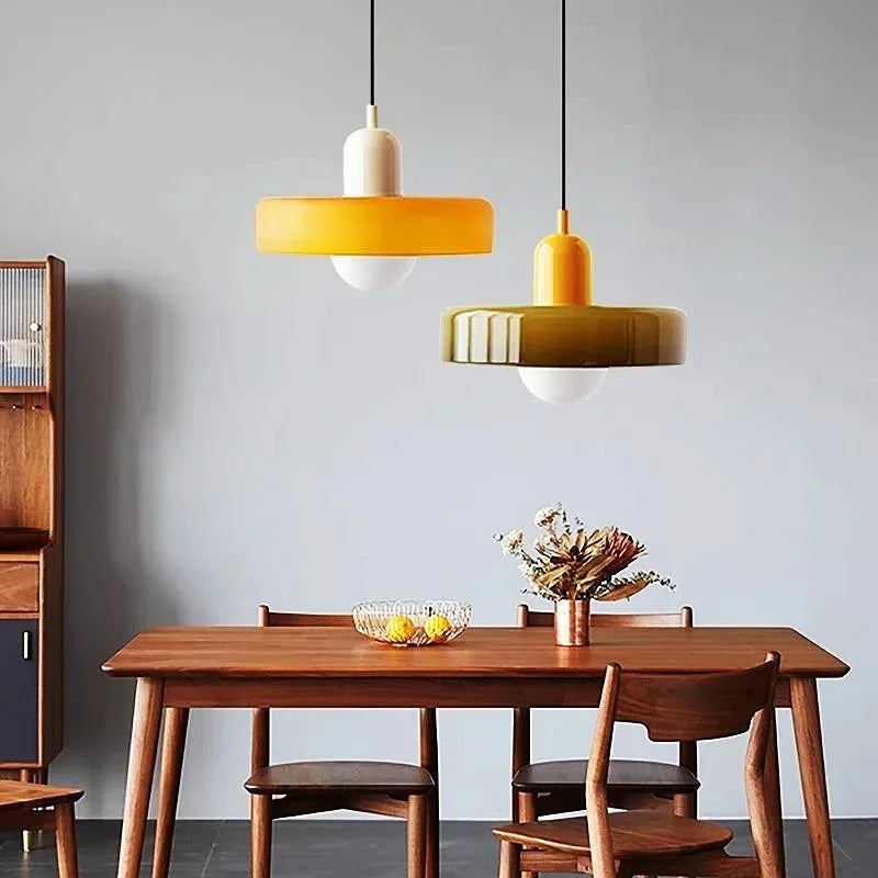 Nordic Glass Pendant Light – Pink/Orange/White Home Lighting