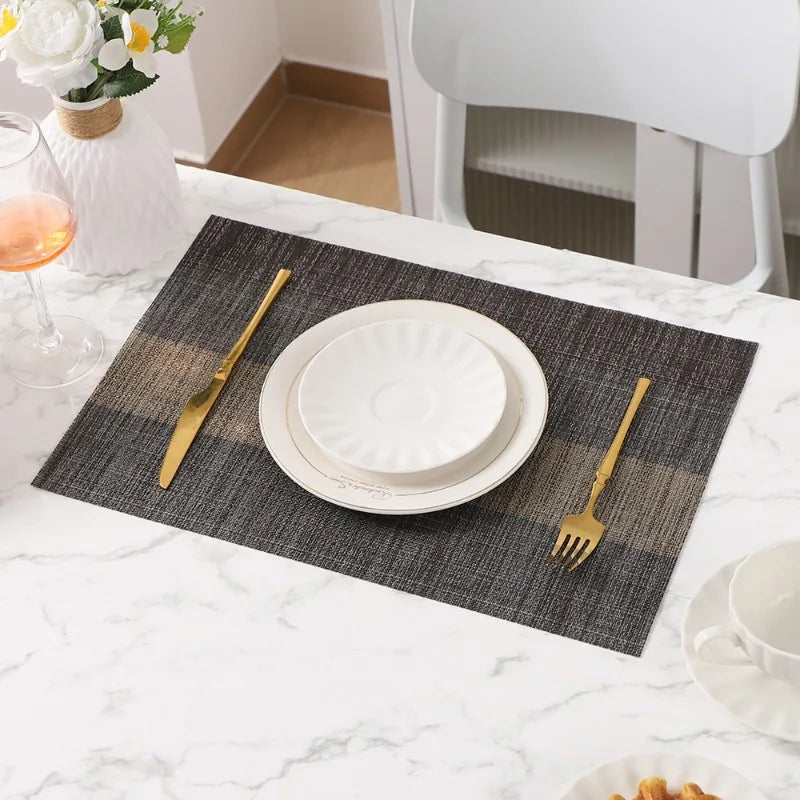 PVC Woven Striped Placemat – 30x45cm Washable Dining Mat