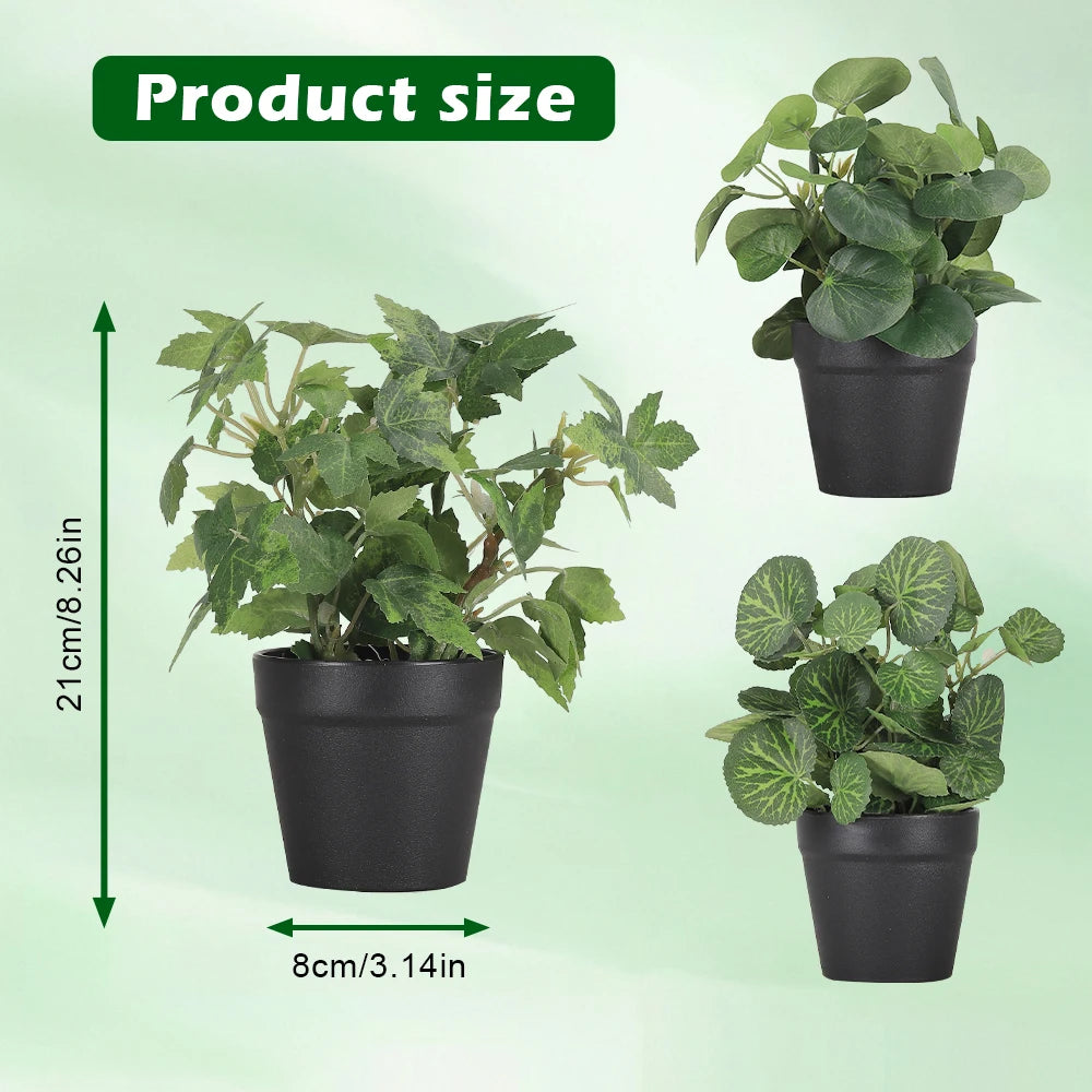 Mini Faux Eucalyptus Plant in Black Pot
