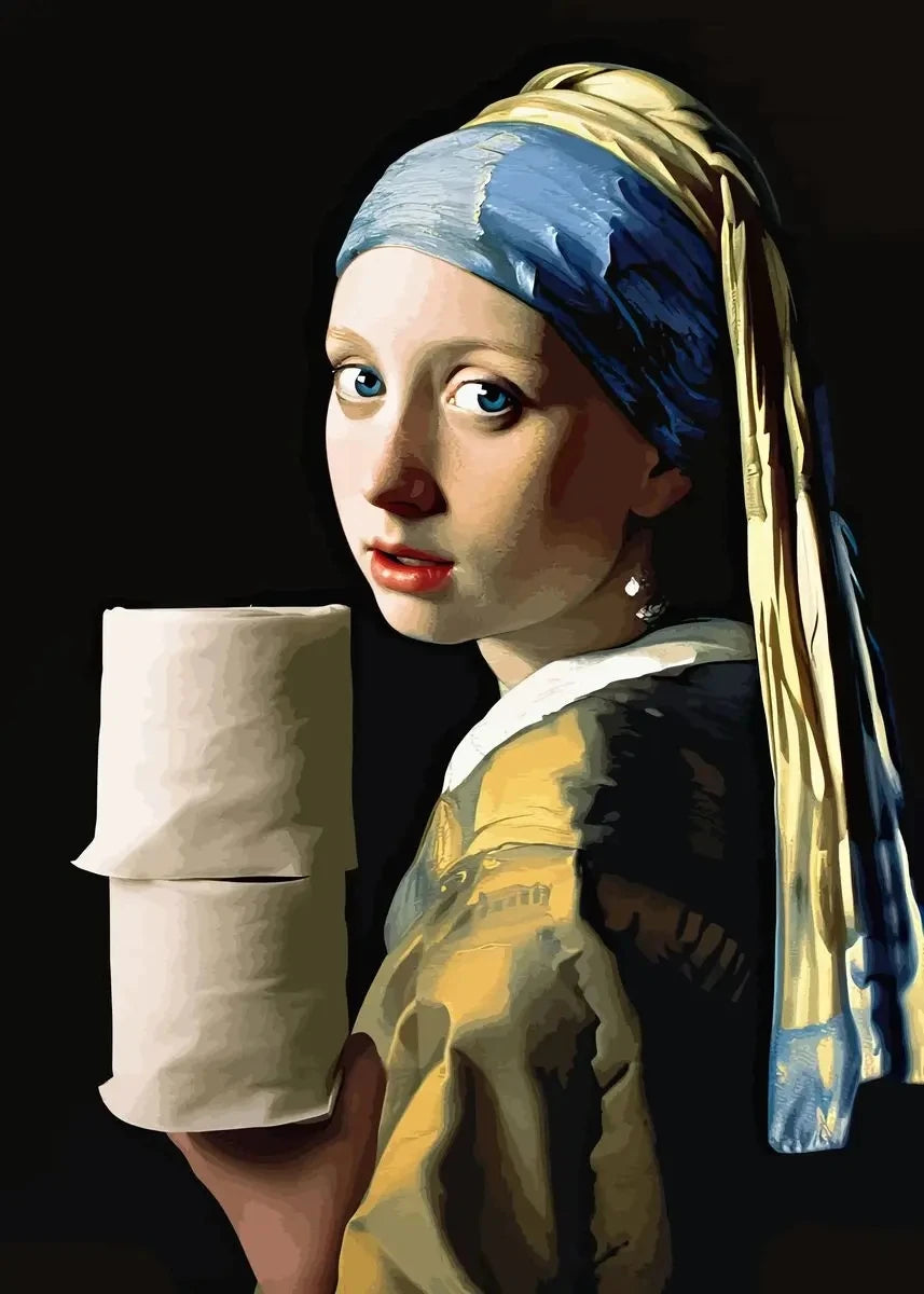Funny Mona Lisa Bathroom Canvas Wall Art