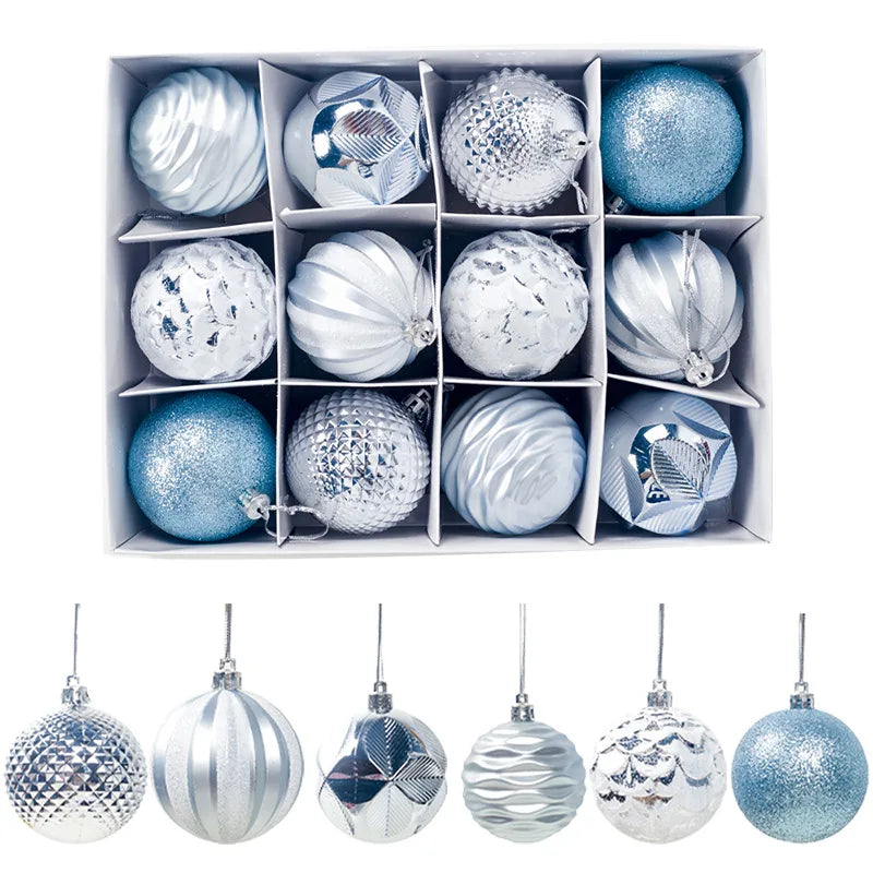 12Pcs 5.5cm Plastic Christmas Tree Ball Ornaments