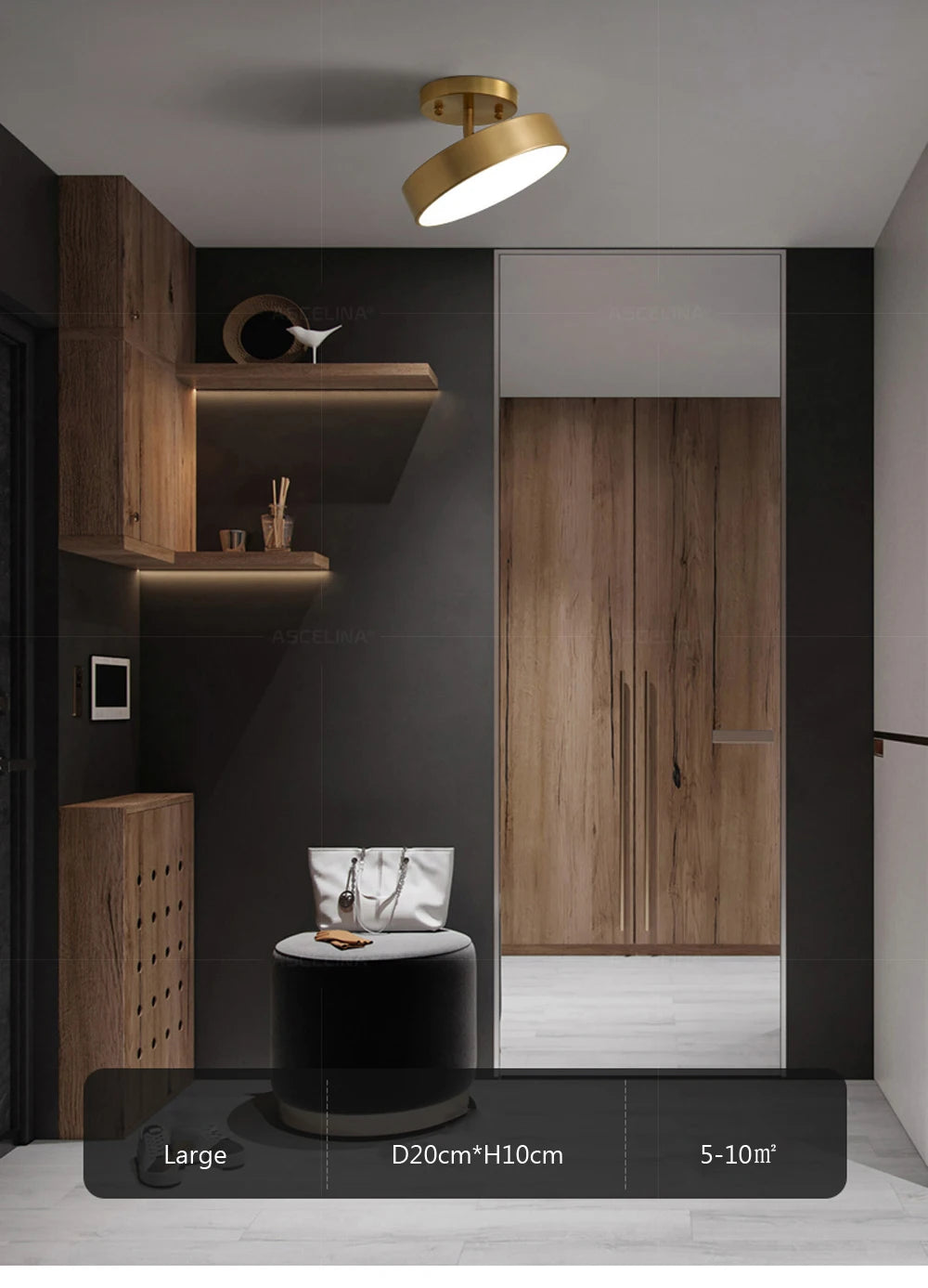 Modern LED Ceiling Light – Nordic Copper Round Lamp