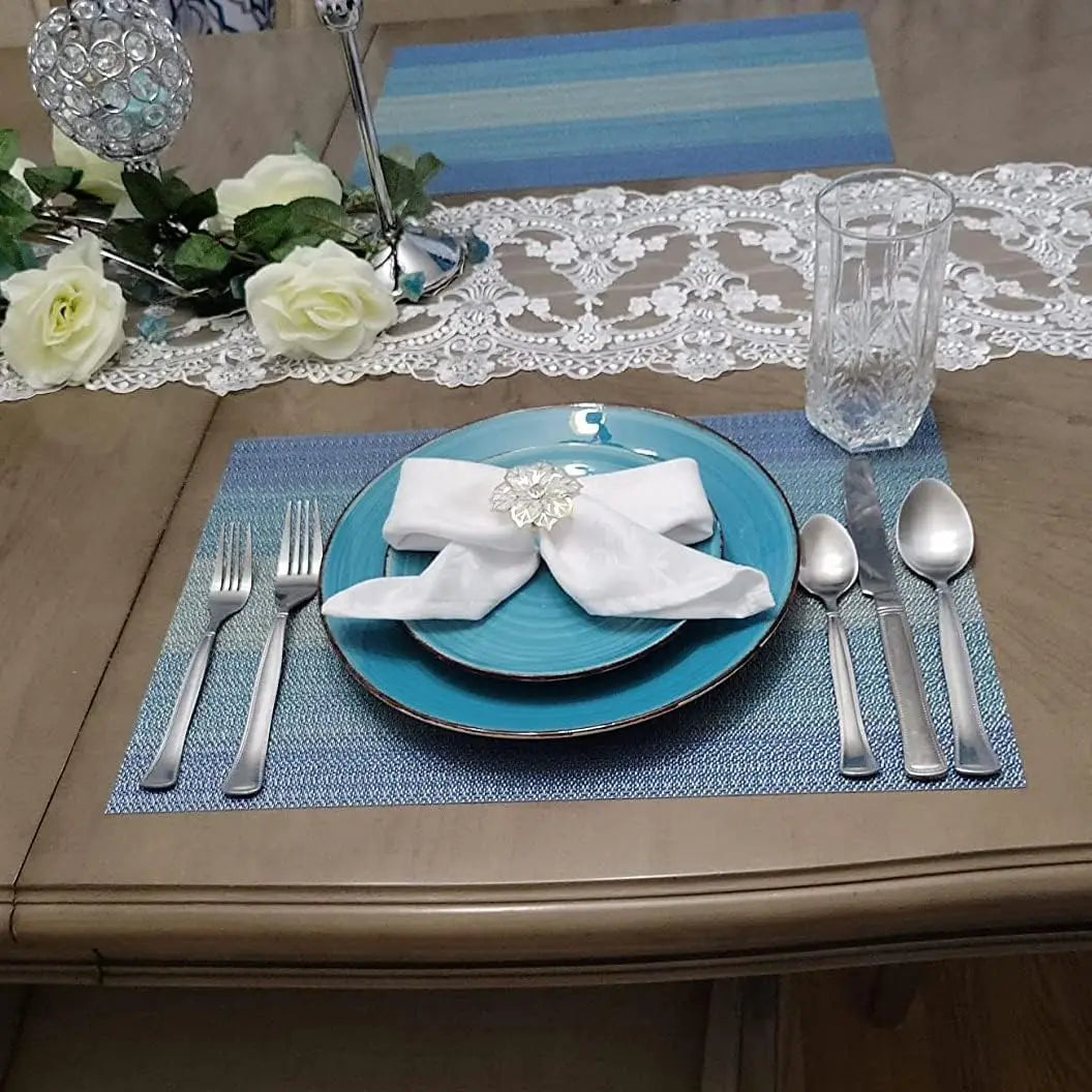 PVC Woven Striped Placemat – 30x45cm Washable Dining Mat