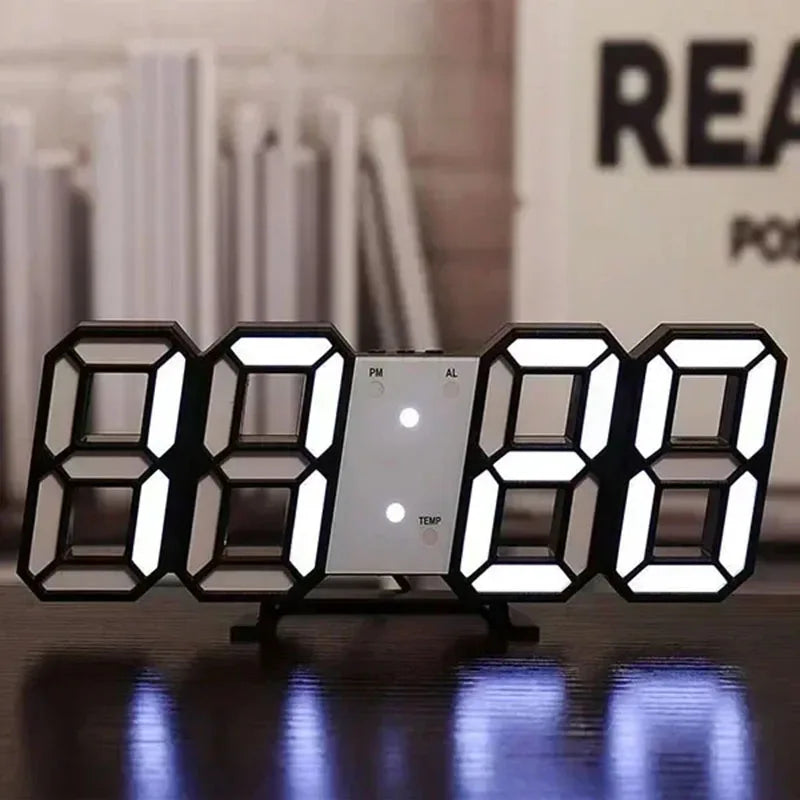 3D Digital LED Wall Clock with Night Glow & Adjustable Settings