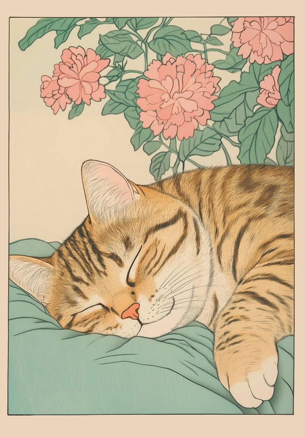 Japanese Tabby Cat Bathtub Poster