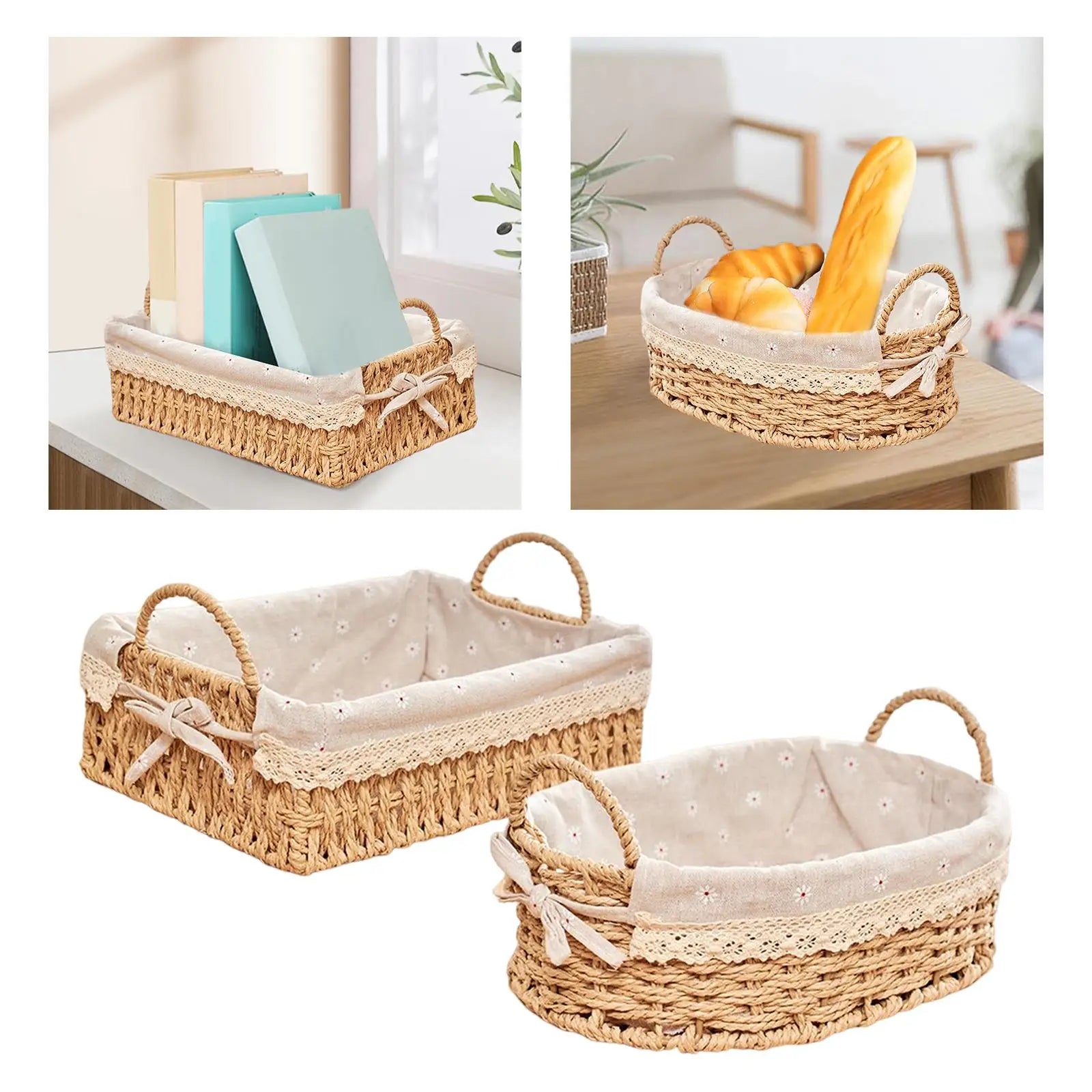 Handwoven Woven Storage Basket with Handles