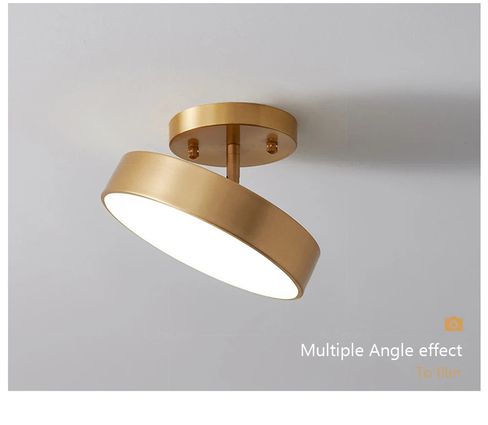 Modern LED Ceiling Light – Nordic Copper Round Lamp