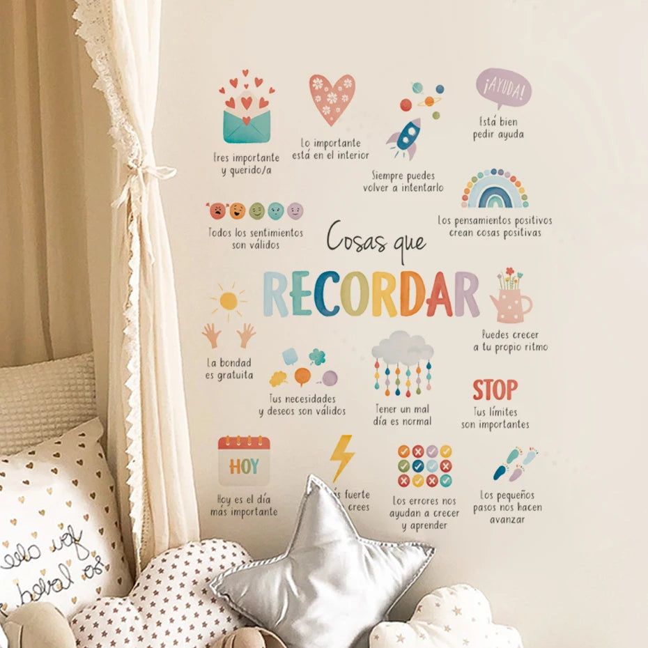 Spanish Wall Stickers for Kids Room & Therapy Office