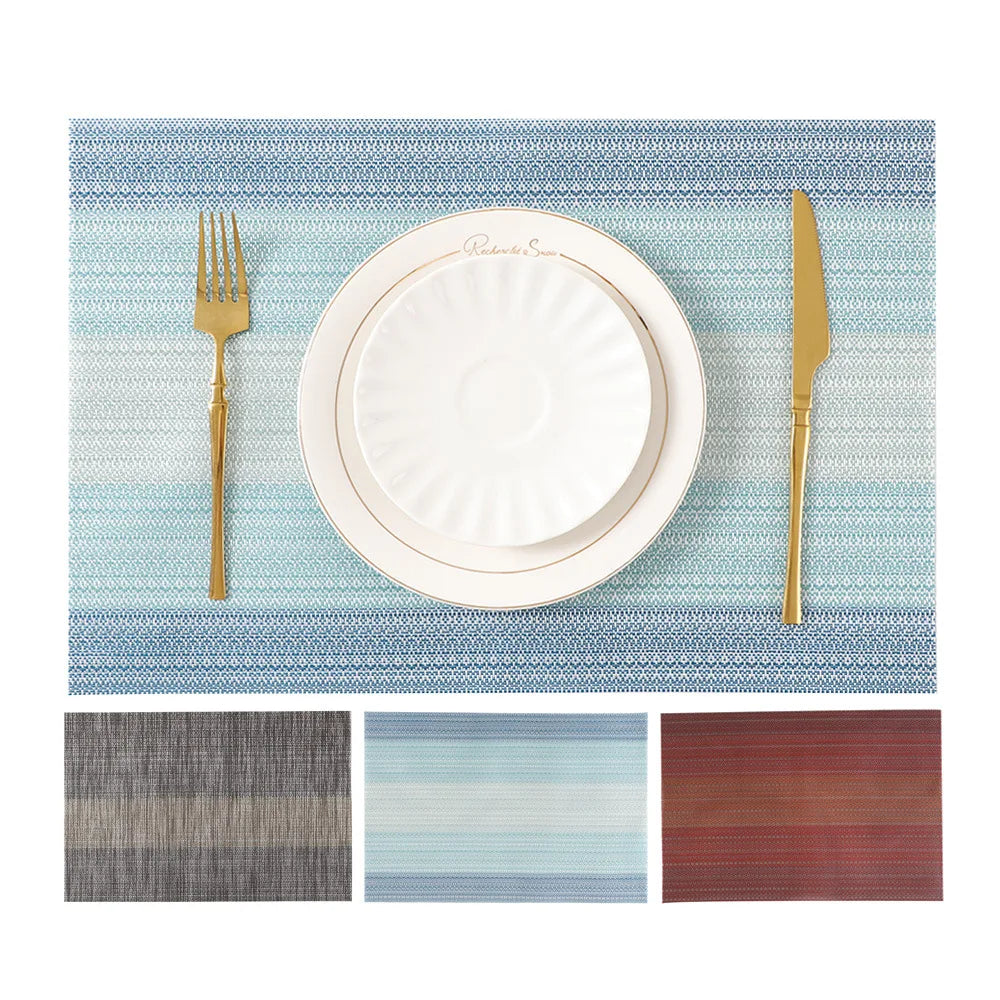 PVC Woven Striped Placemat – 30x45cm Washable Dining Mat