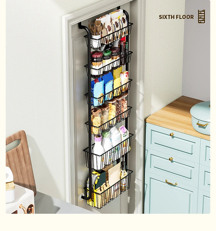 Multi-Layer Hanging Door Storage Basket – Black