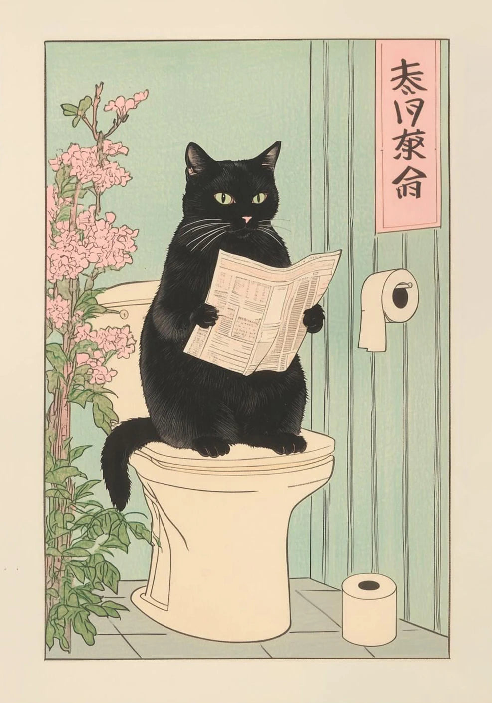 Japanese Tabby Cat Bathtub Poster