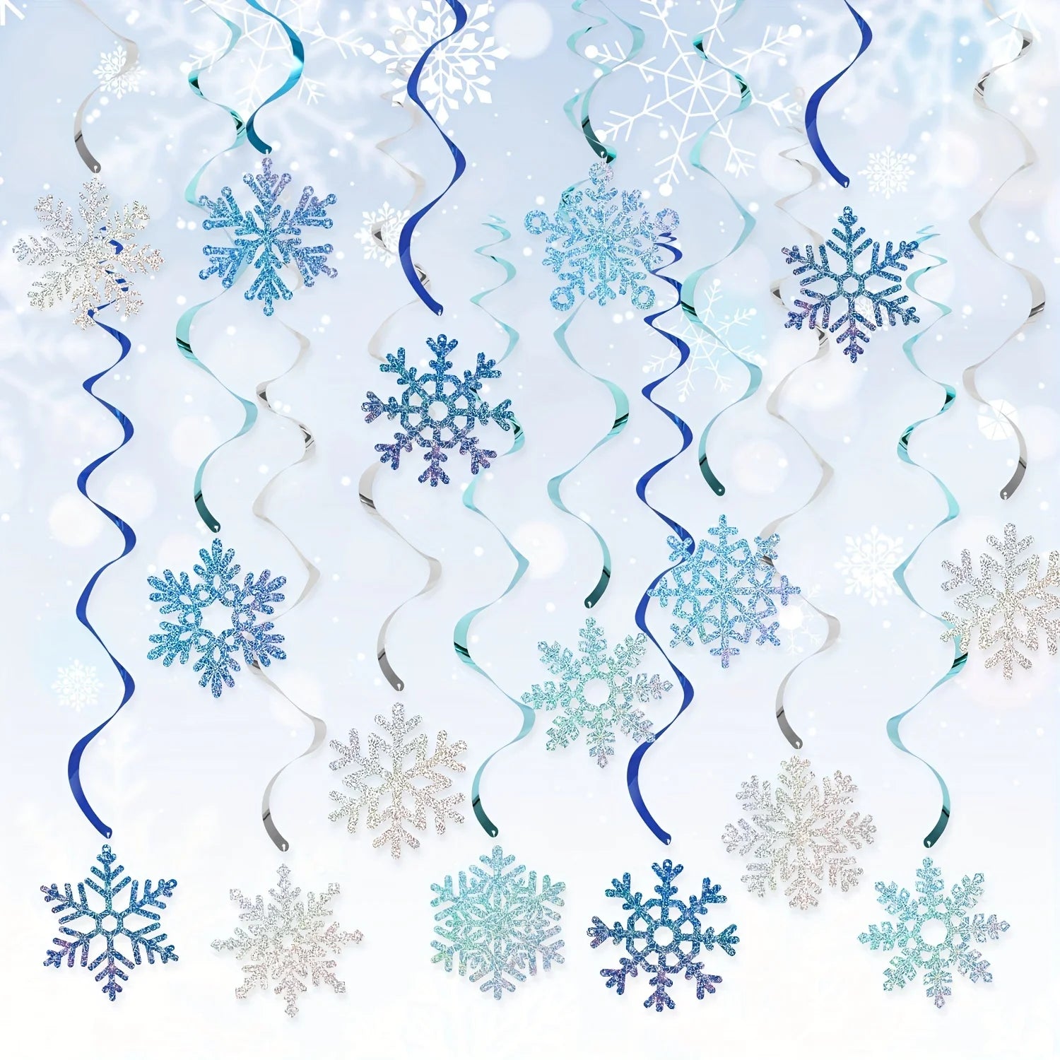 24pcs Frozen Style Snowflake Ceiling Streamers