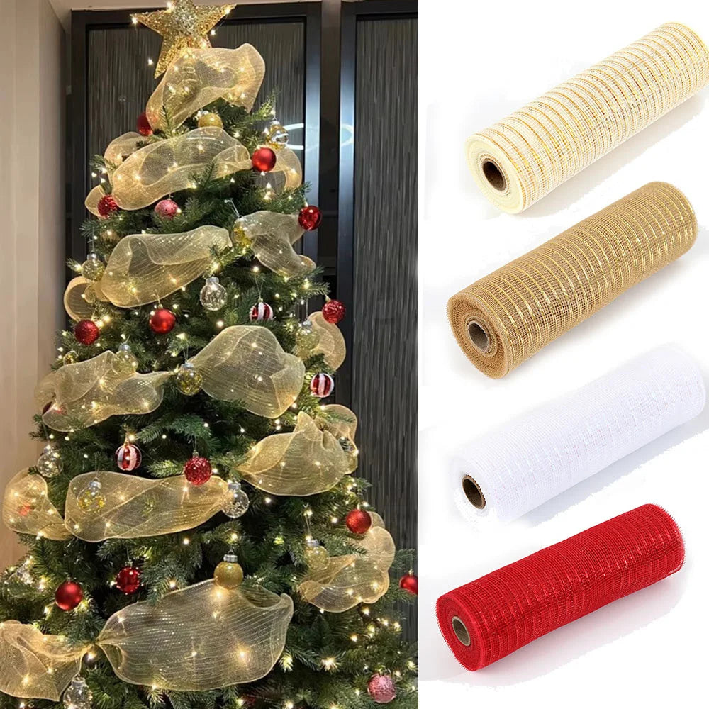 10 Yards Glitter Mesh Christmas Ribbon