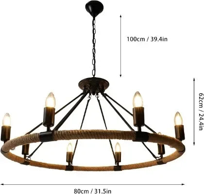 31.5" Rustic Wagon Wheel Farmhouse Chandelier