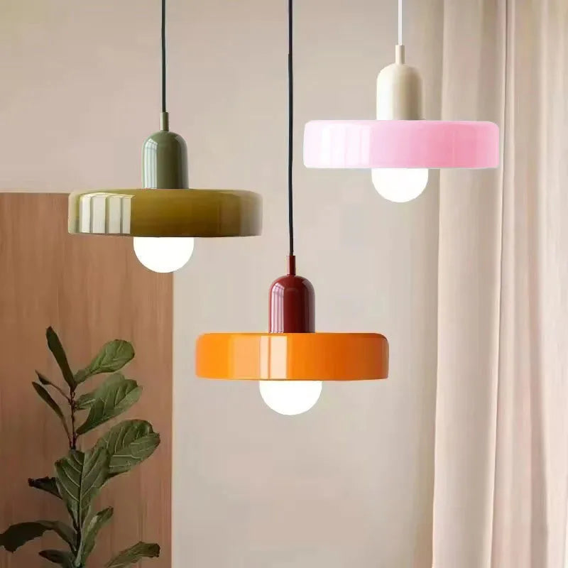 Nordic Glass Pendant Light – Pink/Orange/White Home Lighting