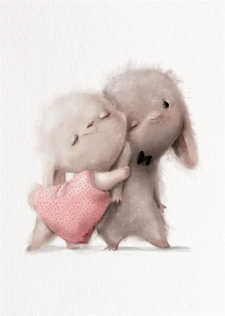 Cute Baby Animals Nursery Wall Art – Kawaii Bunny, Fox, Panda Prints