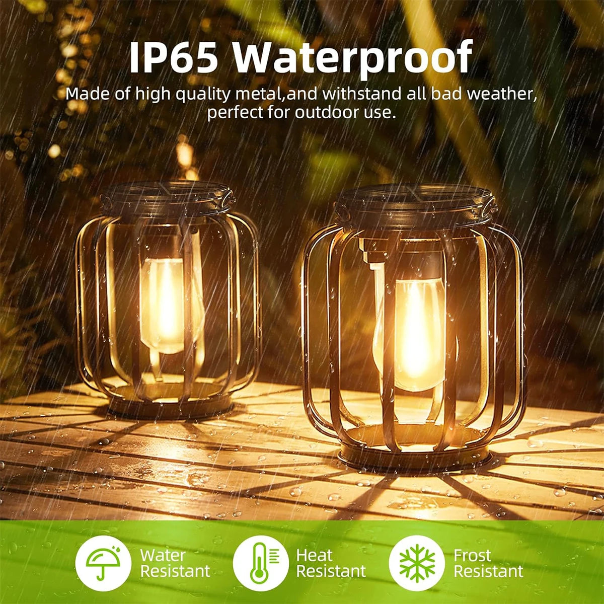 Solar Lantern Led Light Daylight Sensor Garden Lamps Lights Outdoor Waterproof 3000k Landscape Iron-art With Durable Chain Decor