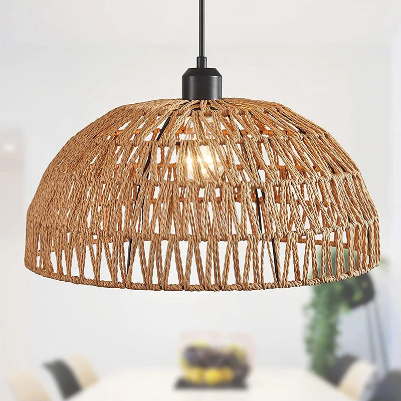 Japanese-Style Hemp Rope Woven Pendant Light