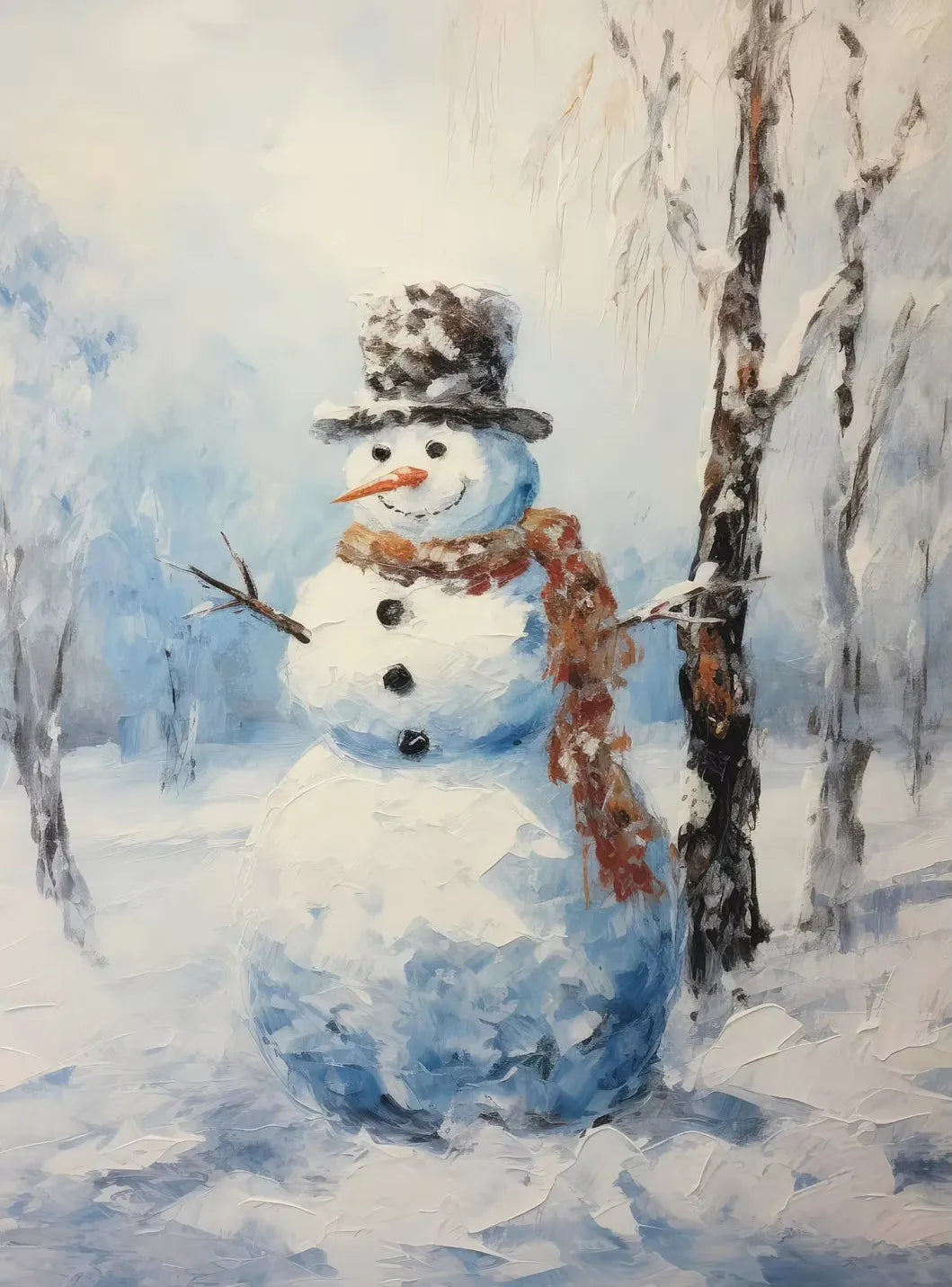 Winter Village Snowflake Christmas Canvas Wall Art
