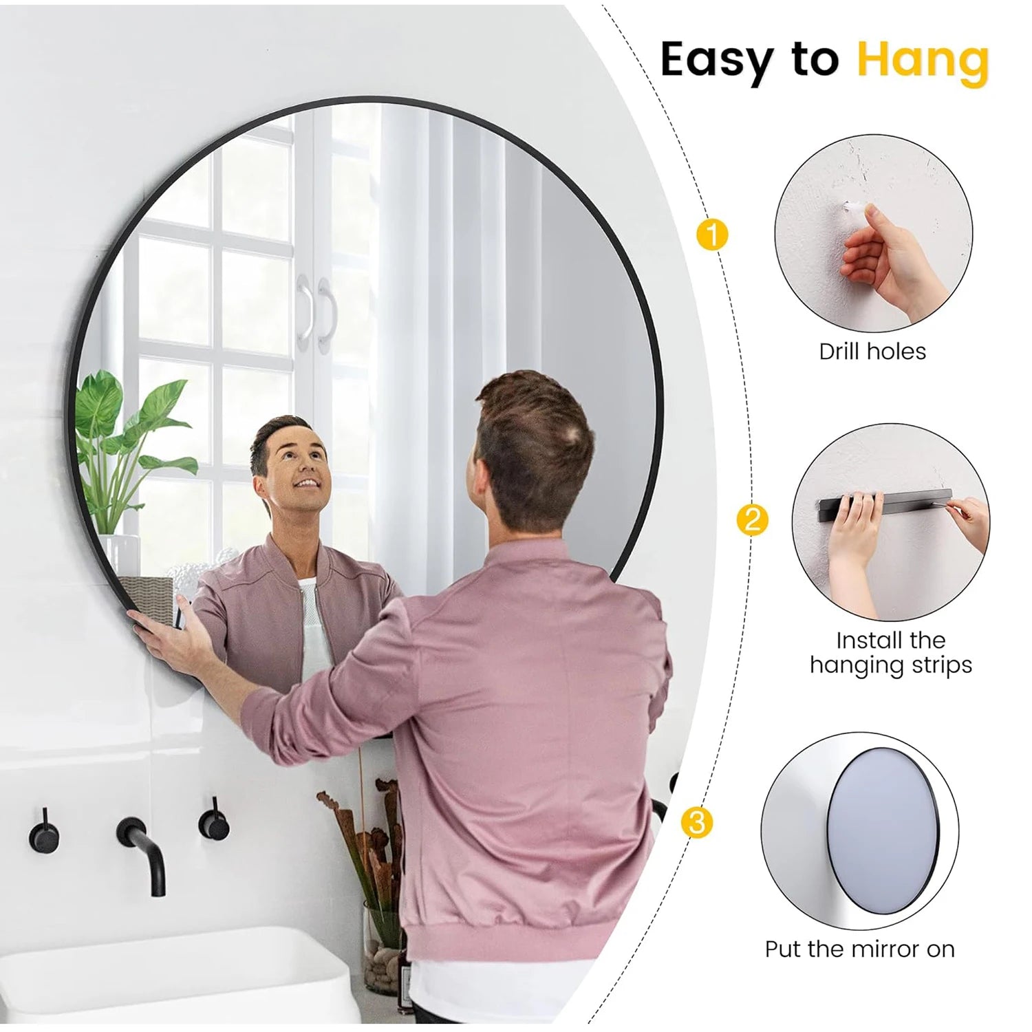 Round Metal Frame Wall Mirror – Multiple Sizes