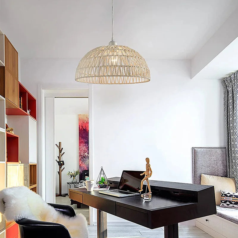 Japanese-Style Hemp Rope Woven Pendant Light