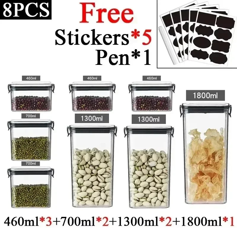 Kitchen Stackable Sealed Food Storage Containers Set (460–1800ml)