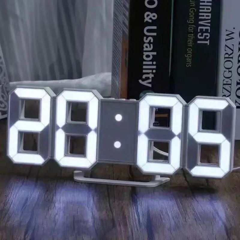 3D Digital LED Wall Clock with Night Glow & Adjustable Settings