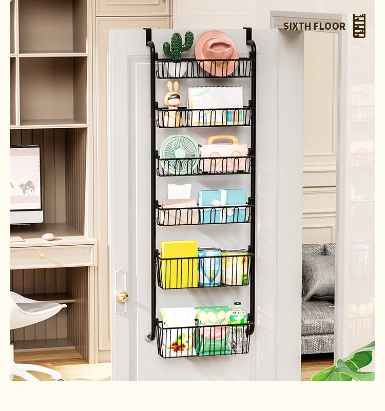 Multi-Layer Hanging Door Storage Basket – Black