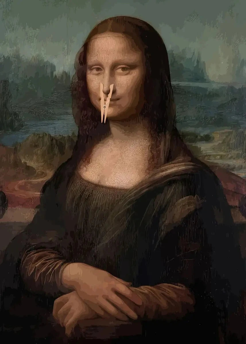 Funny Mona Lisa Bathroom Canvas Wall Art
