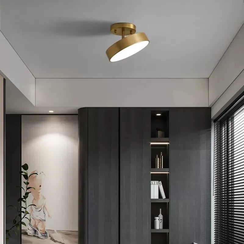 Modern LED Ceiling Light – Nordic Copper Round Lamp