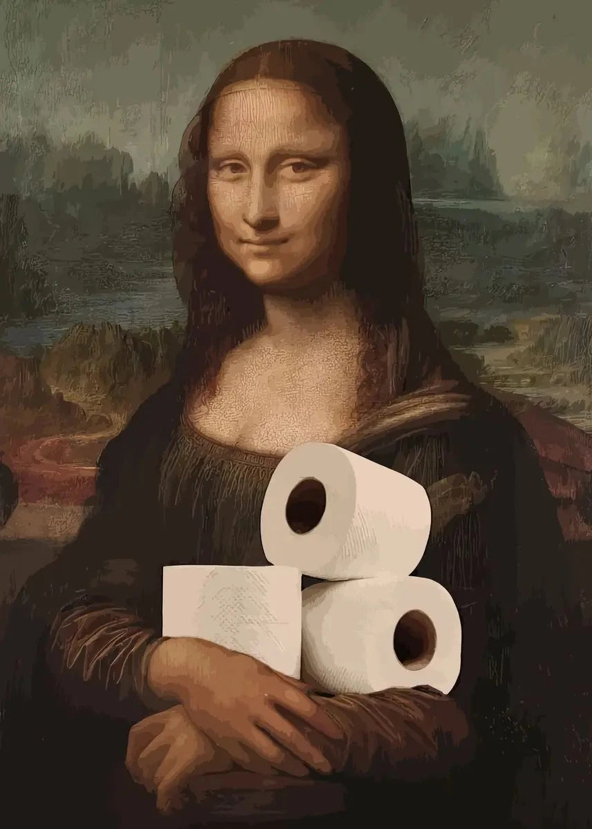 Funny Mona Lisa Bathroom Canvas Wall Art