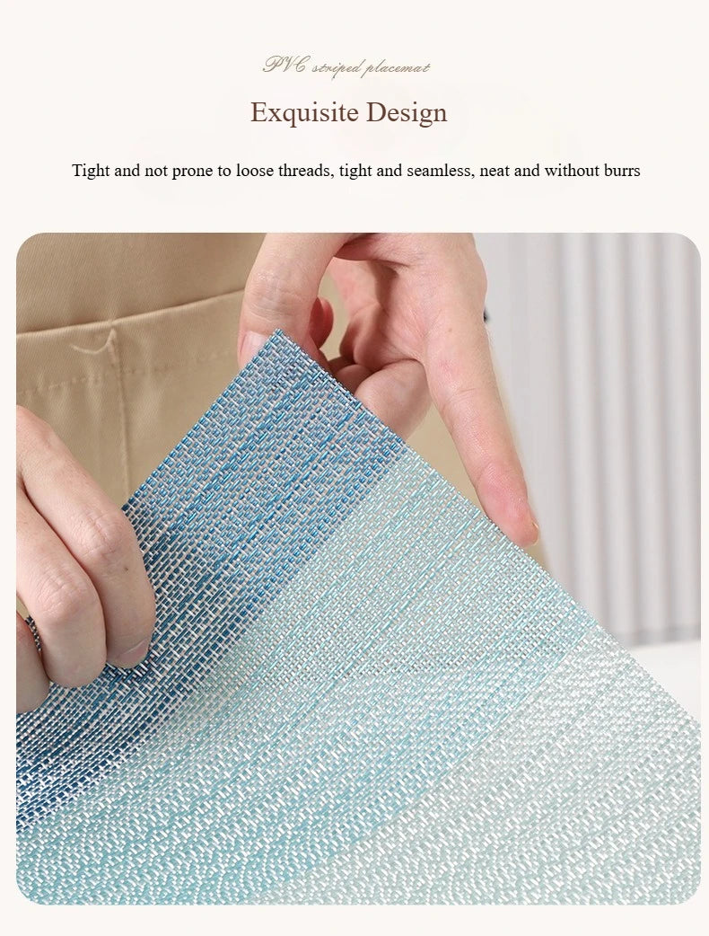PVC Woven Striped Placemat – 30x45cm Washable Dining Mat