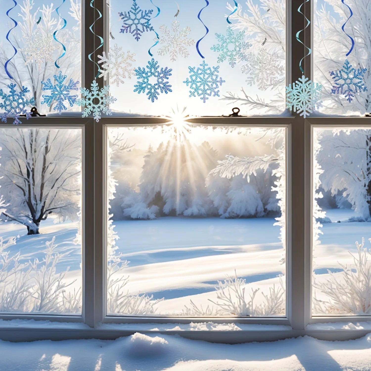 24pcs Frozen Style Snowflake Ceiling Streamers
