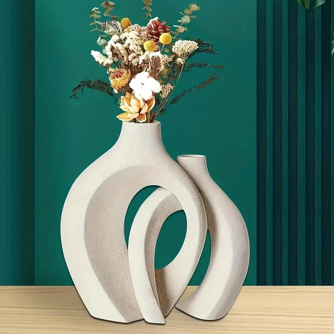 Set of 2 Hollow Nordic Ceramic Vases