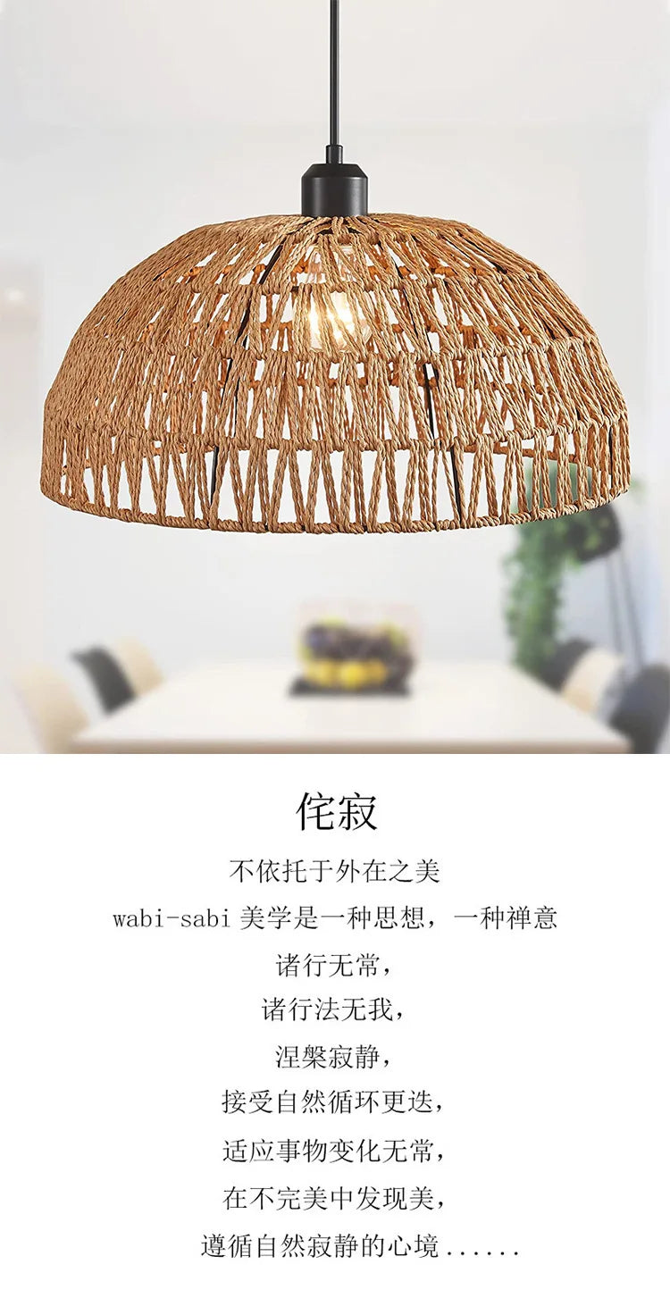 Japanese-Style Hemp Rope Woven Pendant Light