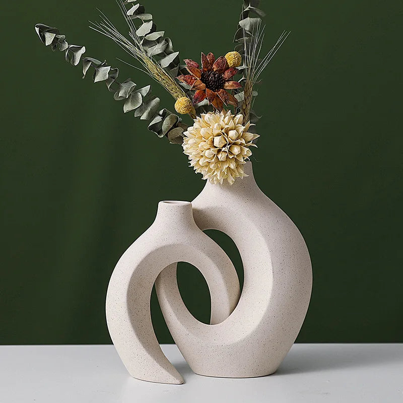 Set of 2 Hollow Nordic Ceramic Vases
