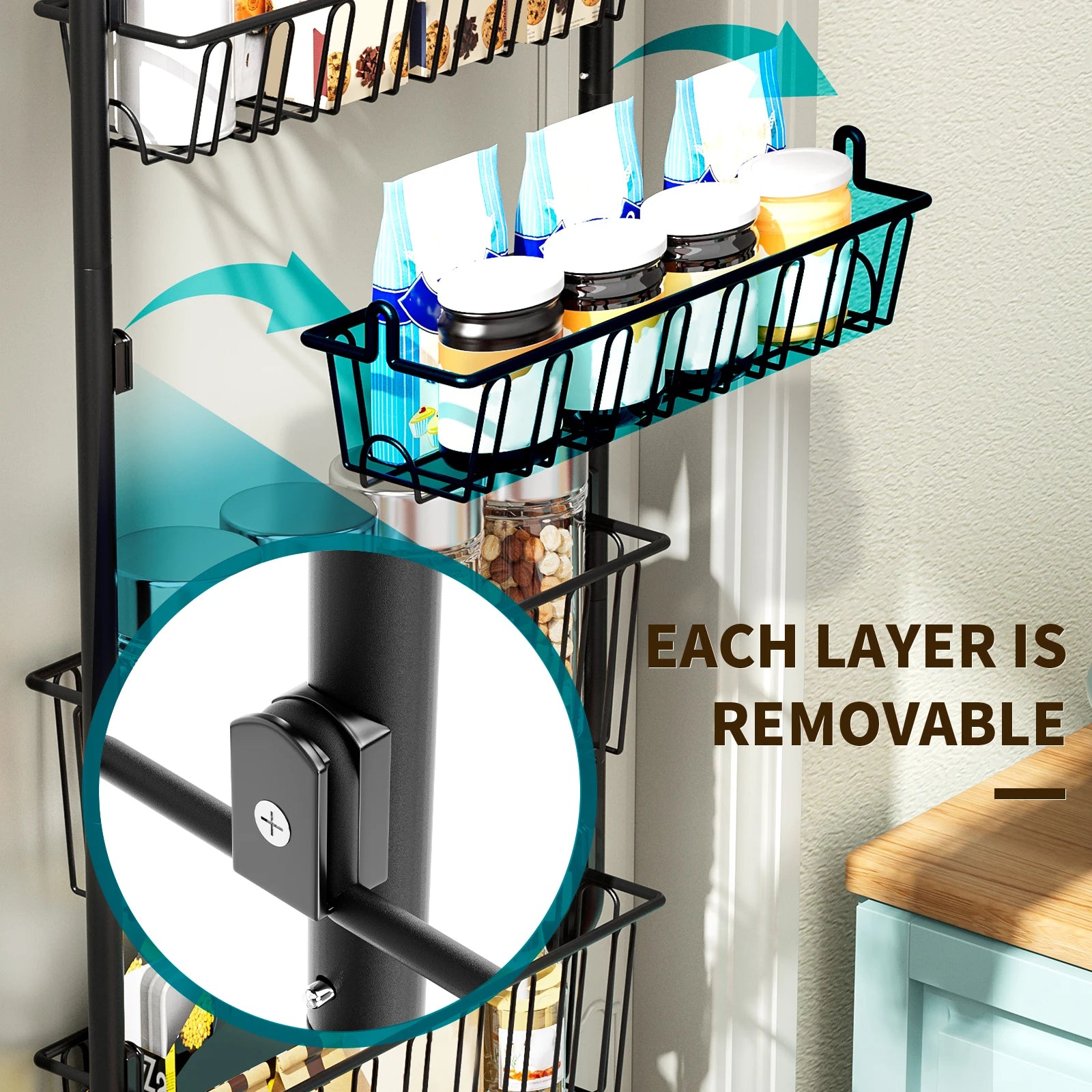 Multi-Layer Hanging Door Storage Basket – Black