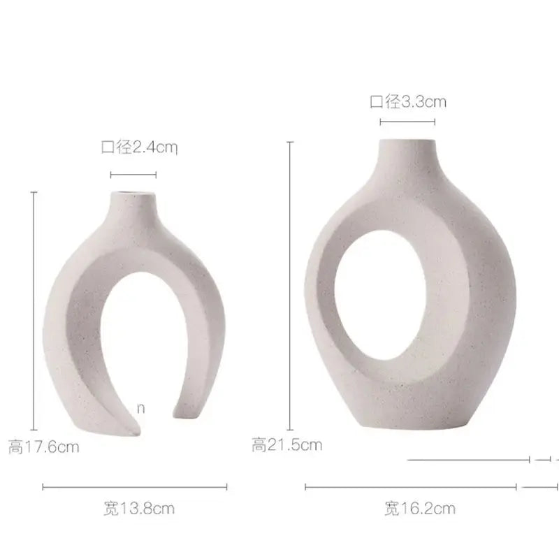 Set of 2 Hollow Nordic Ceramic Vases