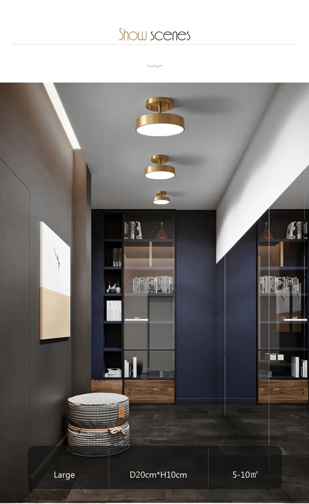 Modern LED Ceiling Light – Nordic Copper Round Lamp