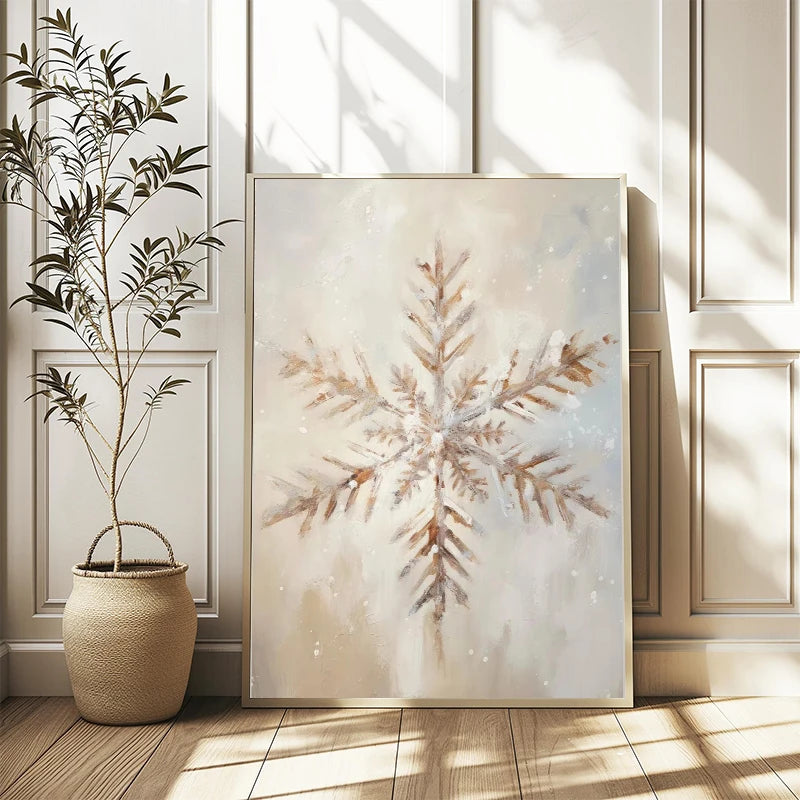 Winter Village Snowflake Christmas Canvas Wall Art